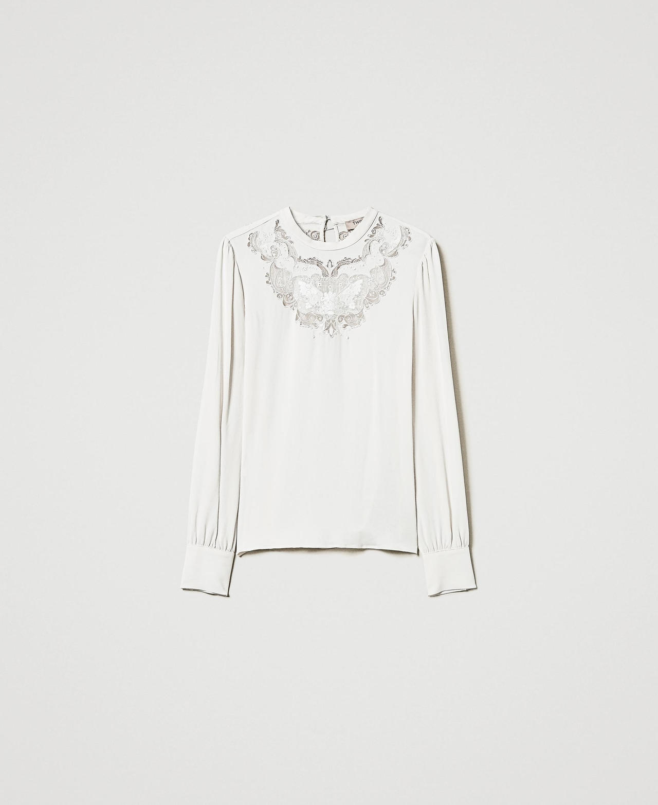 Scee by twin set Blusa in crêpe con ricamo floreale