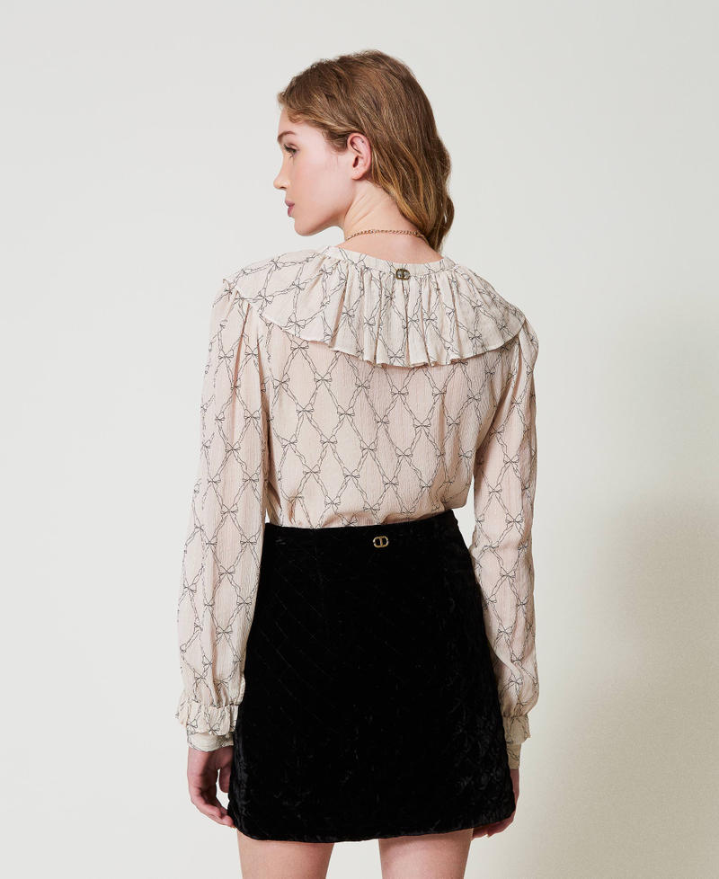 Scee By Twin Set Blusa In Creponne Con Stampa Fiocchi