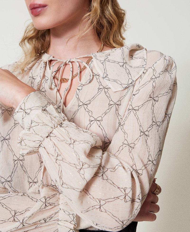 Scee By Twin Set Blusa In Creponne Con Stampa Fiocchi