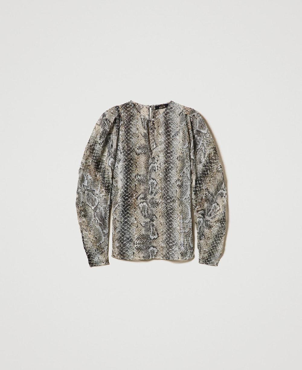 Scee by twin set Blusa in creponne con stampa snake