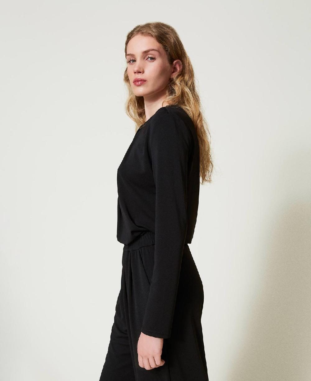 Scee By Twin Set Blusa In Jersey Crêpe Con Drappeggio