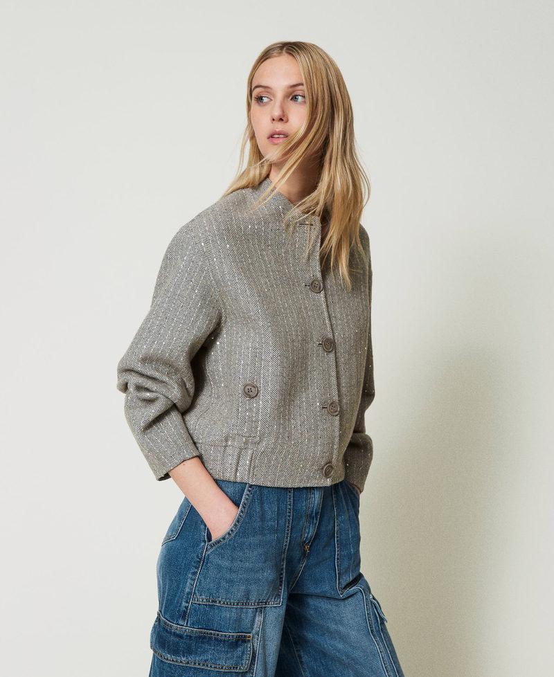 Scee By Twin Set Bomber In Panno Double Con Paillettes