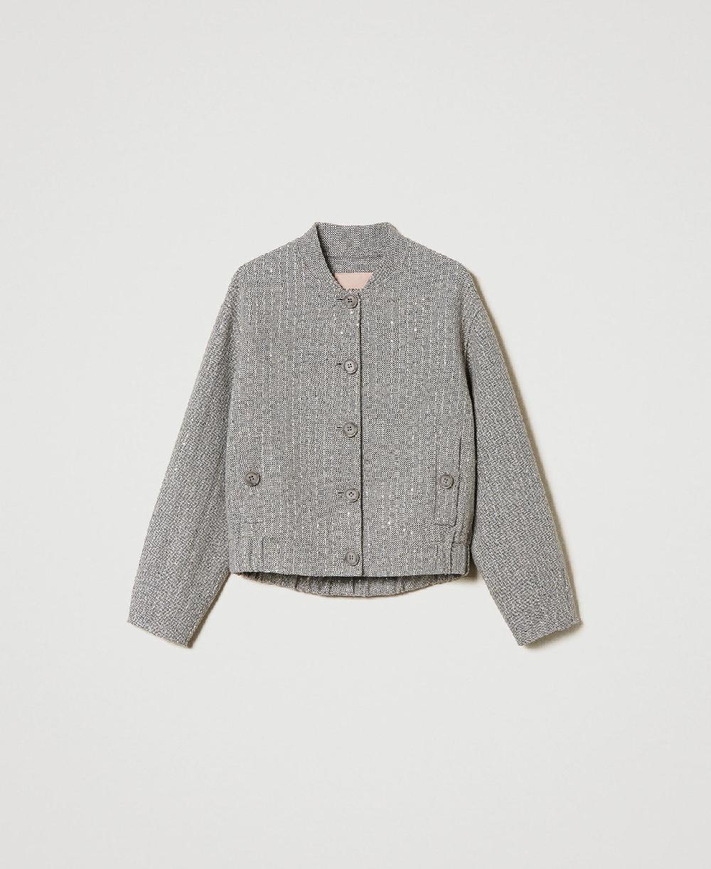 Scee by twin set Bomber in panno double con paillettes