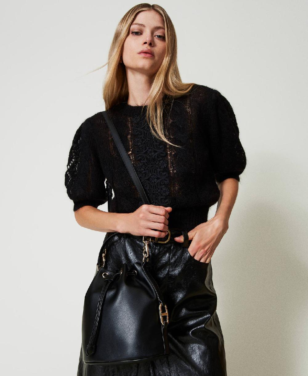 Scee by twin set Borsa a secchiello con fibbia Oval T