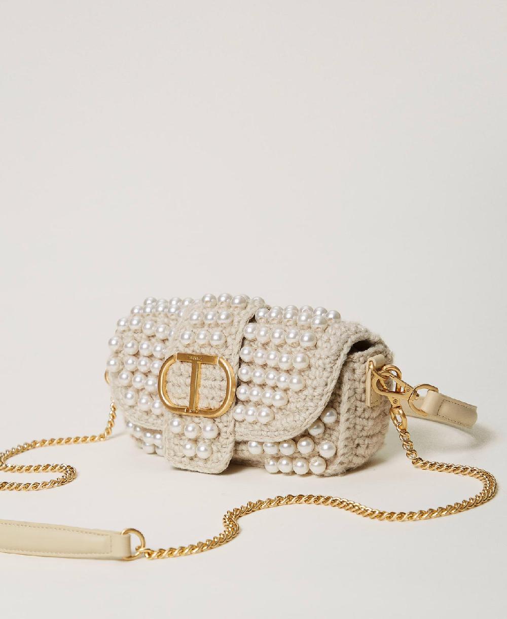 Scee By Twin Set Borsa A Tracolla 'Amie' Piccola Crochet Con Perle