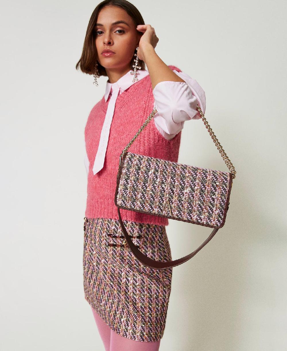 Scee by twin set Borsa a tracolla con bouclé multicolor