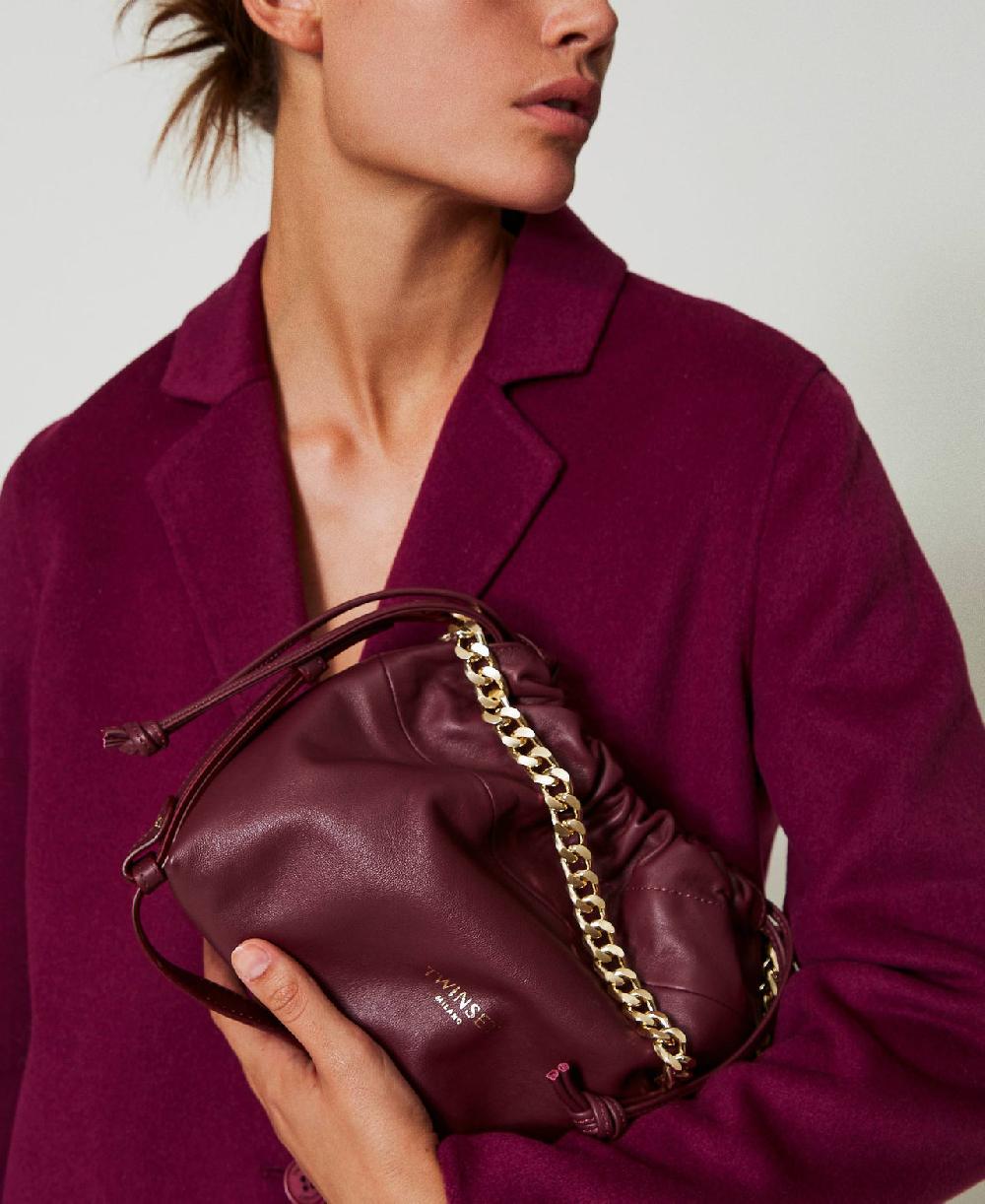 Scee by twin set Borsa a tracolla in pelle con coulisse