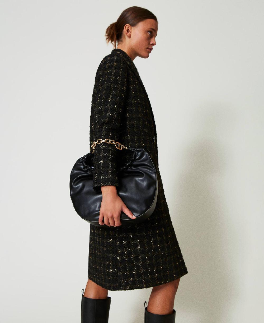 Scee by twin set Borsa hobo ‘Croissant’ con arricciatura e Oval T