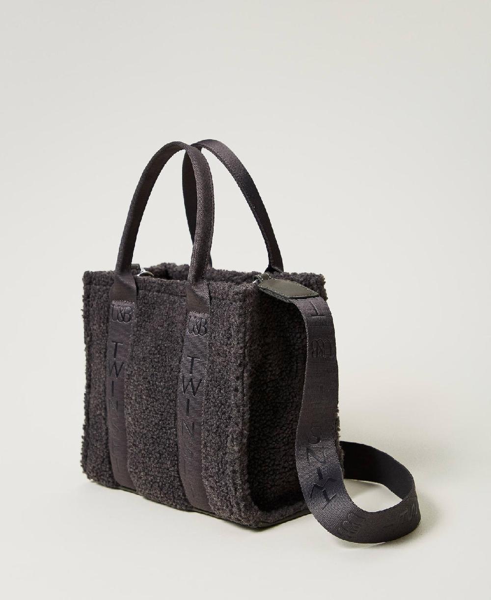 Scee By Twin Set Borsa Shopper In Faux Fur Effetto Furry