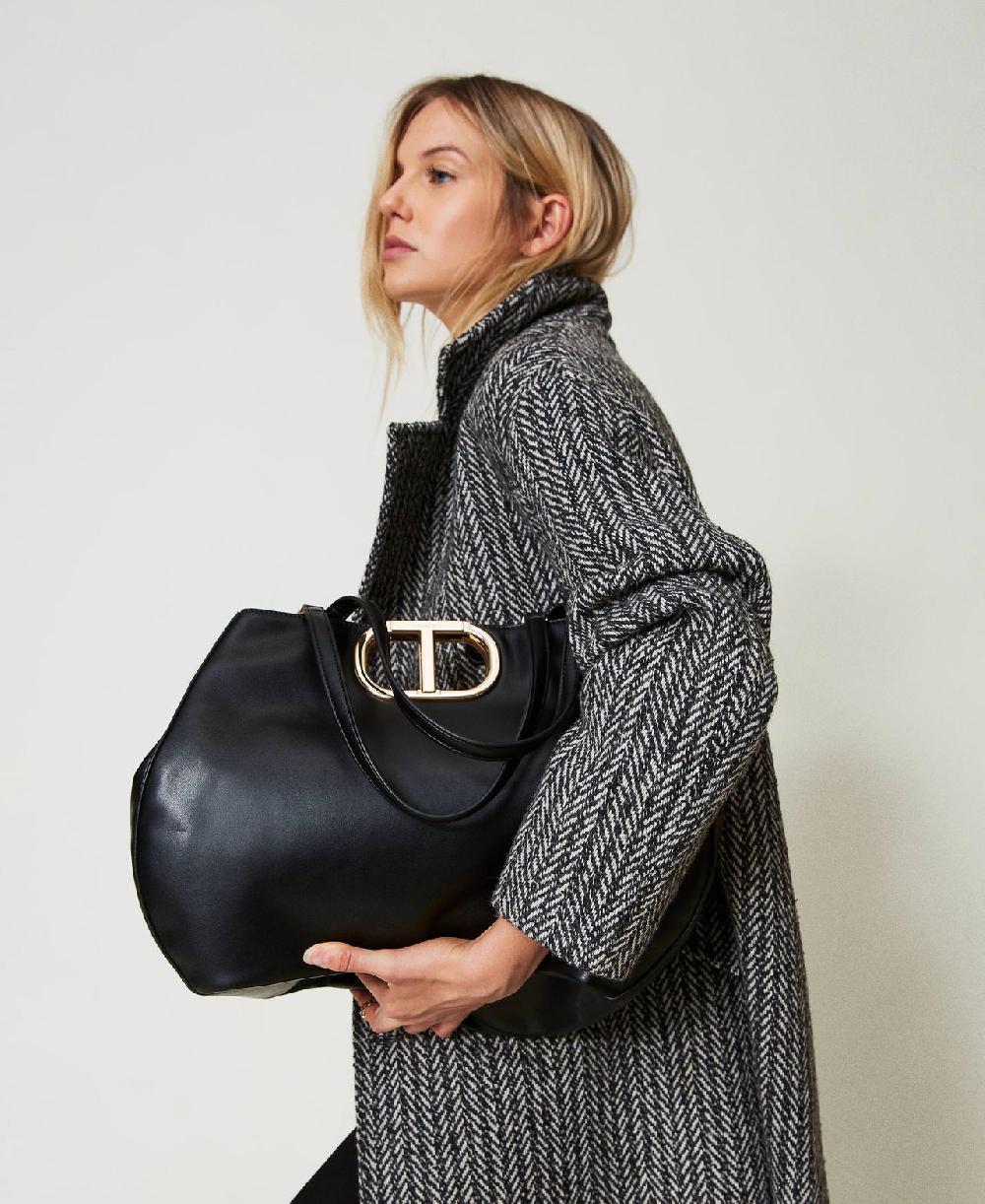 Scee by twin set Borsa shopper 'Lila' con manico Oval T