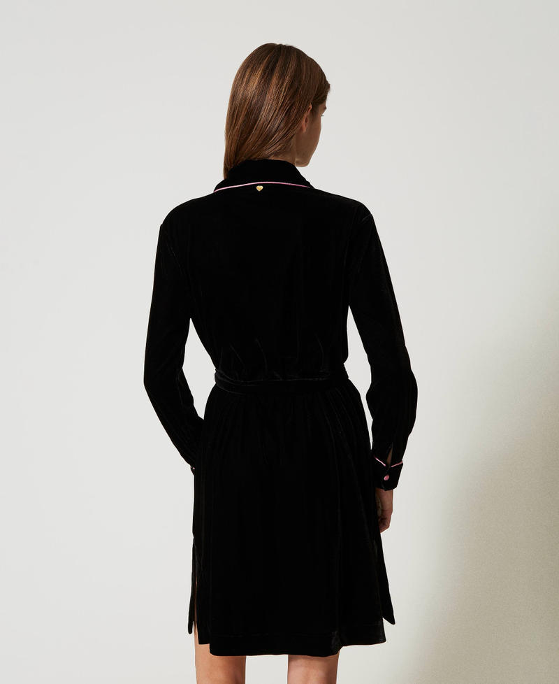 Scee By Twin Set Camicia Da Notte In Velluto Con Ricamo