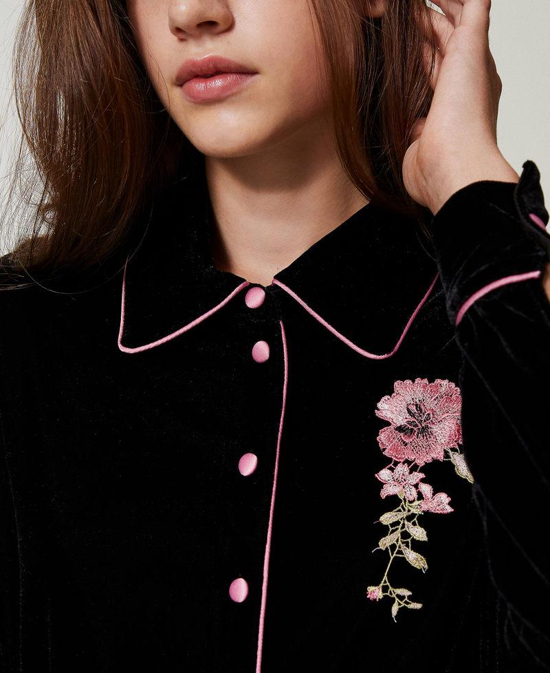 Scee By Twin Set Camicia Da Notte In Velluto Con Ricamo