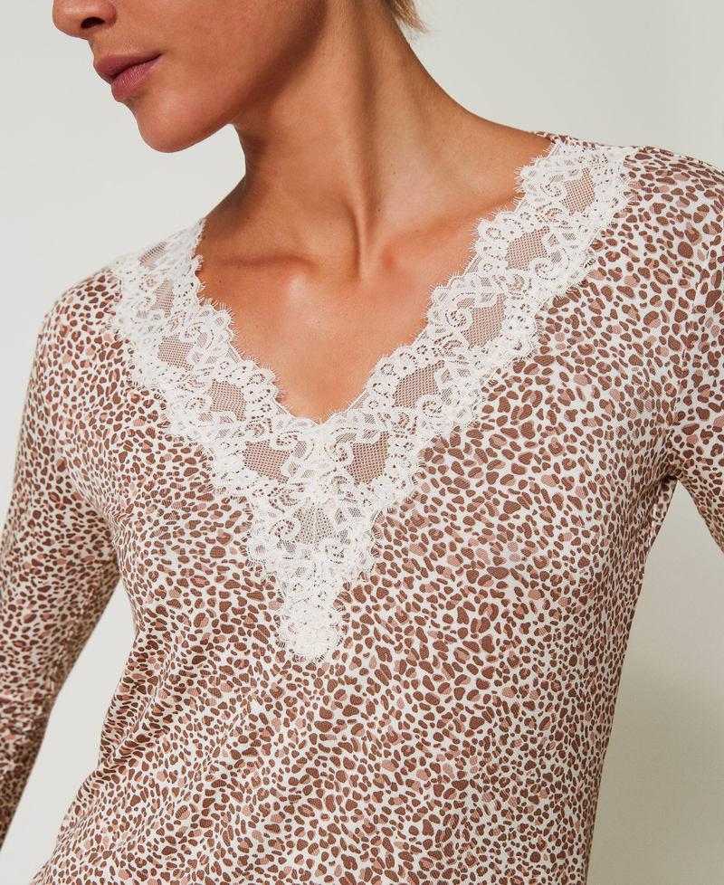 Scee By Twin Set Camicia Da Notte Stampata Con Pizzo