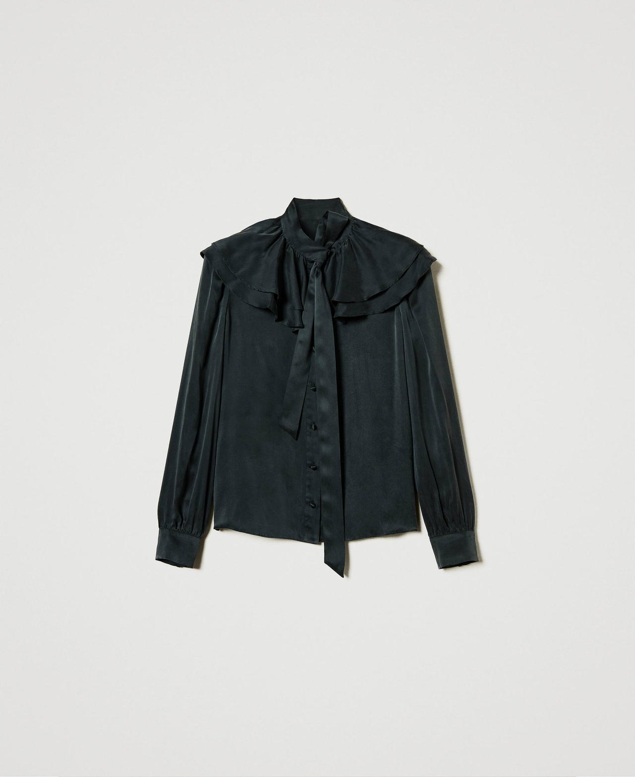 Scee by twin set Camicia in raso di seta con volant