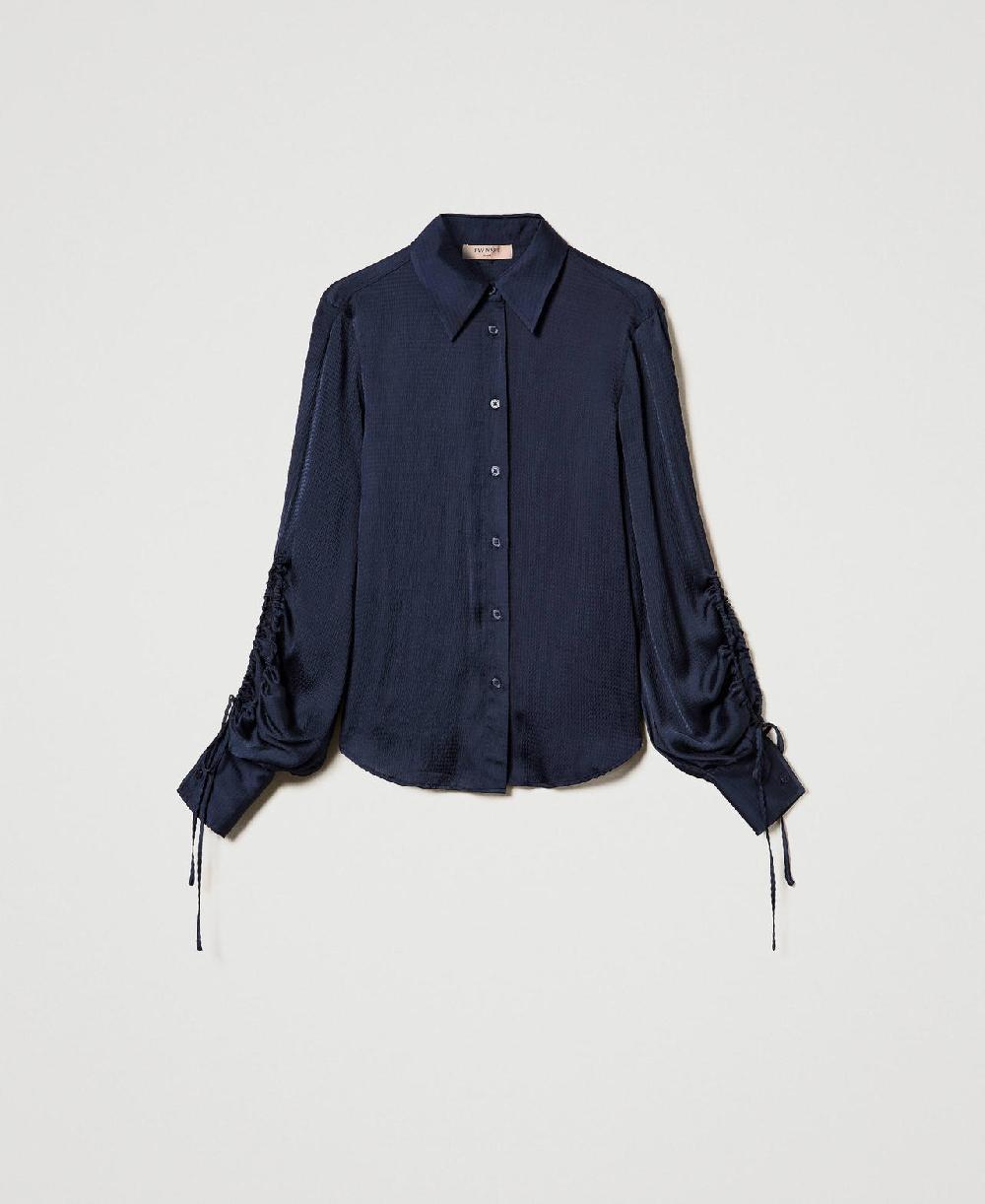 Scee by twin set Camicia in raso martellato con oblò