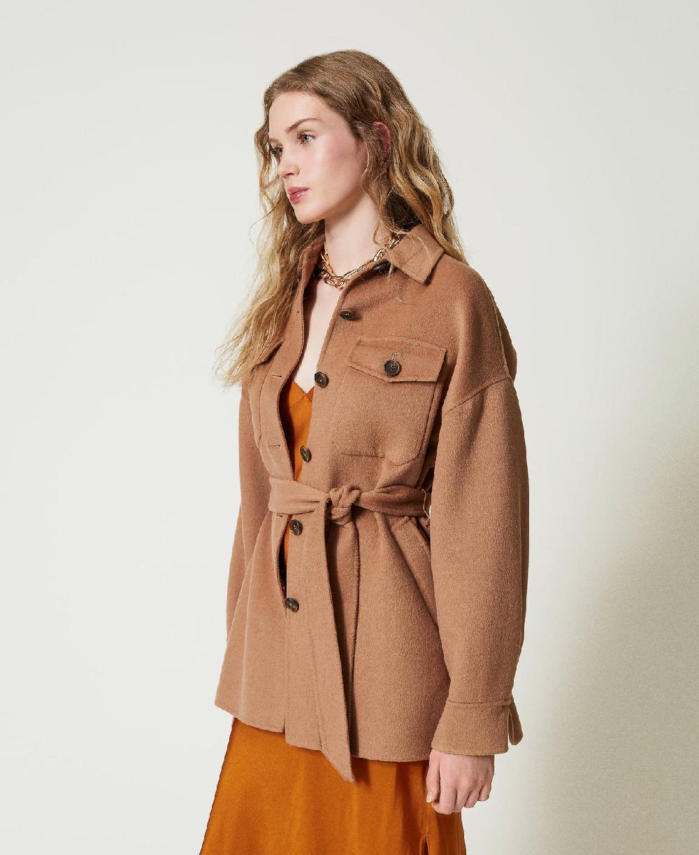 Scee By Twin Set Cappotto Caban In Panno Double Misto Lana