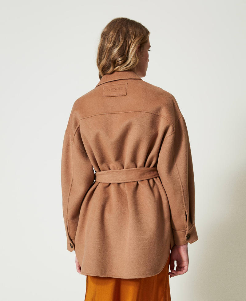 Scee By Twin Set Cappotto Caban In Panno Double Misto Lana