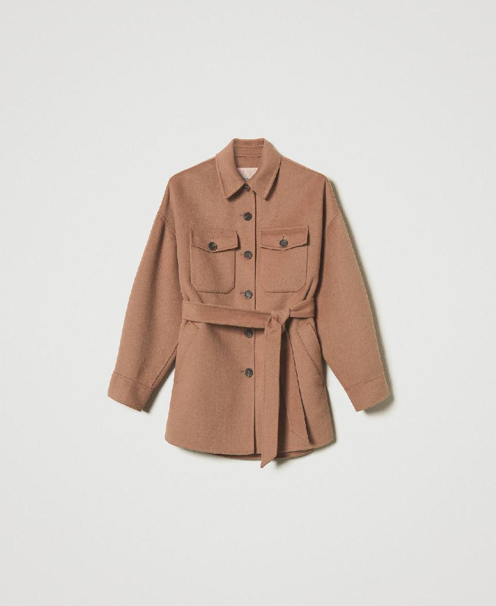 Scee by twin set Cappotto caban in panno double misto lana