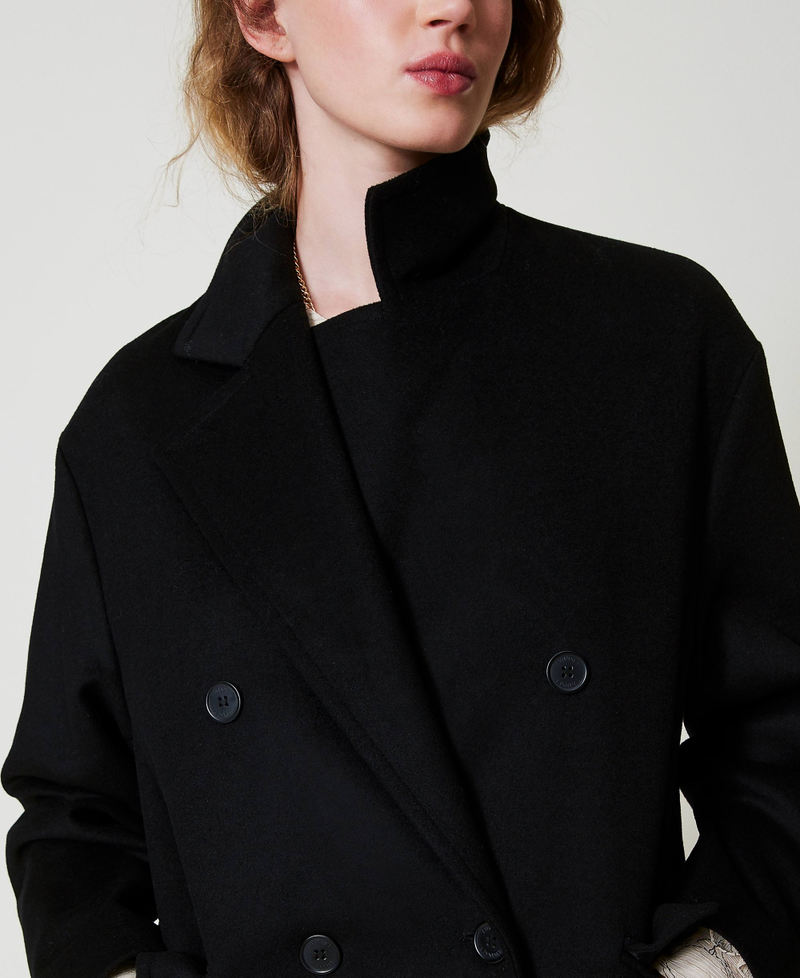 Scee By Twin Set Cappotto Di Linea Morbida In Misto Lana