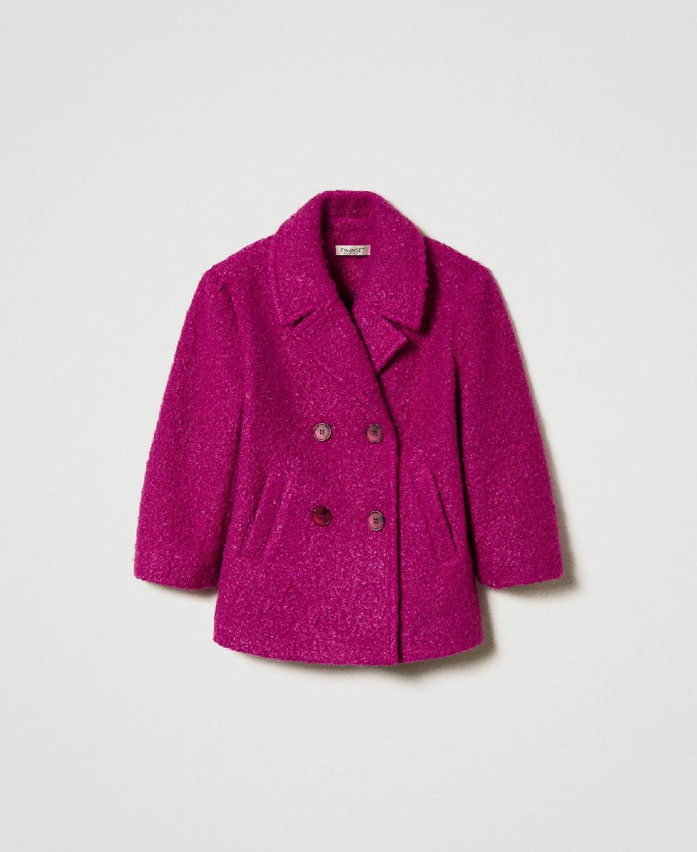 Scee by twin set Cappotto doppiopetto in panno curly