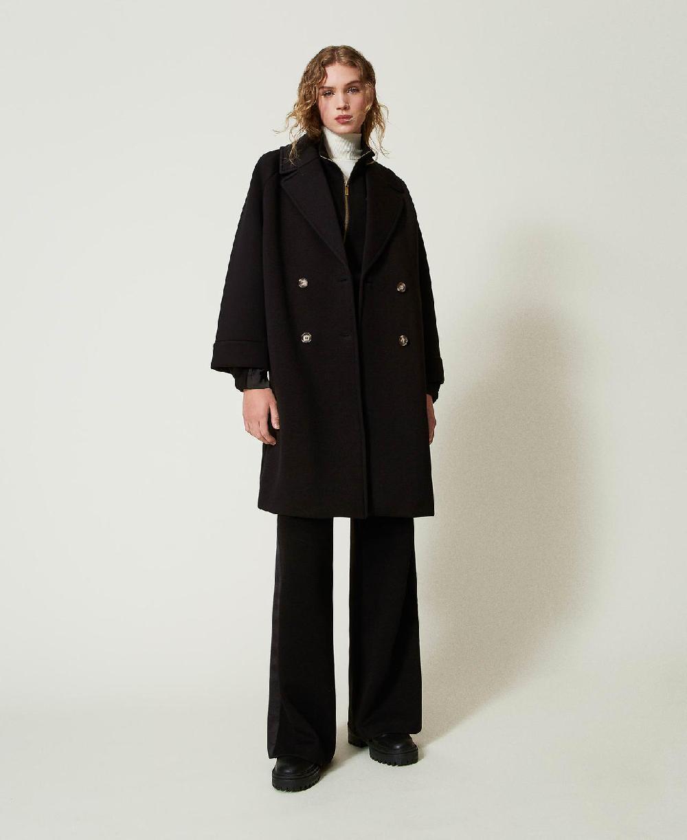 Scee By Twin Set Cappotto Doppiopetto In Tessuto Scuba