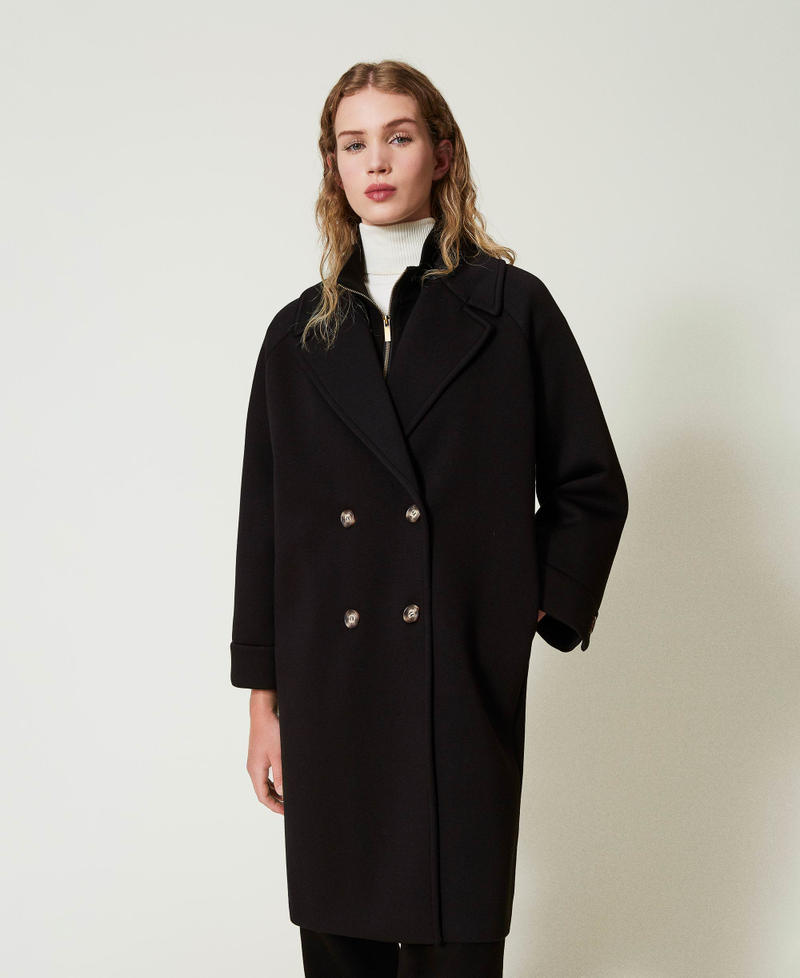 Scee By Twin Set Cappotto Doppiopetto In Tessuto Scuba