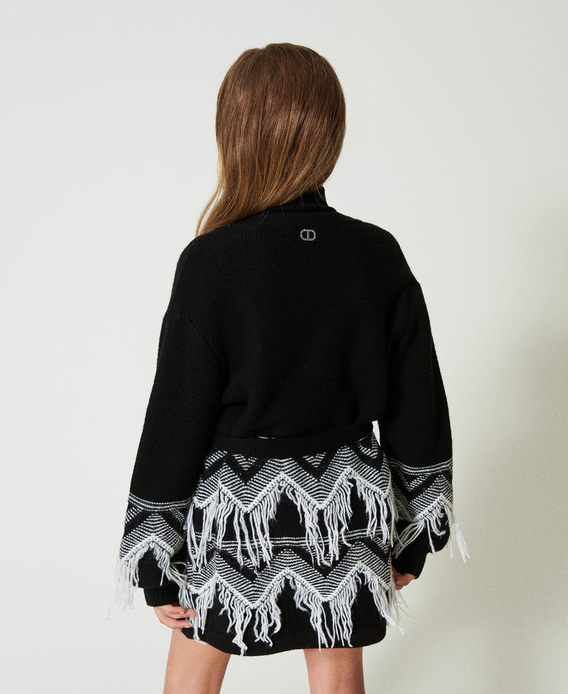 Scee By Twin Set Cappotto In Maglia Misto Lana Con Frange