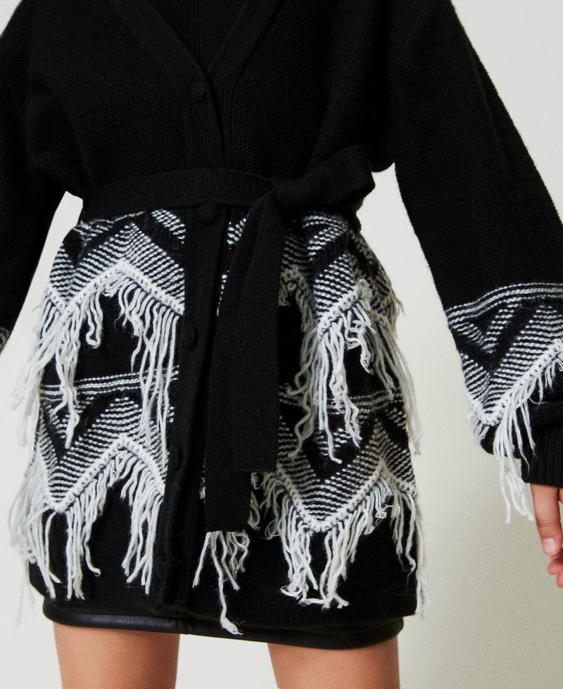 Scee By Twin Set Cappotto In Maglia Misto Lana Con Frange