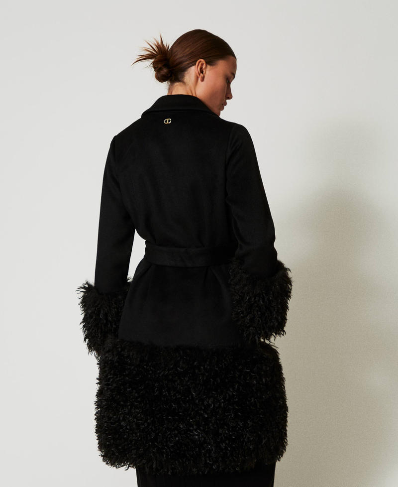 Scee By Twin Set Cappotto In Panno Di Misto Lana E Faux Fur