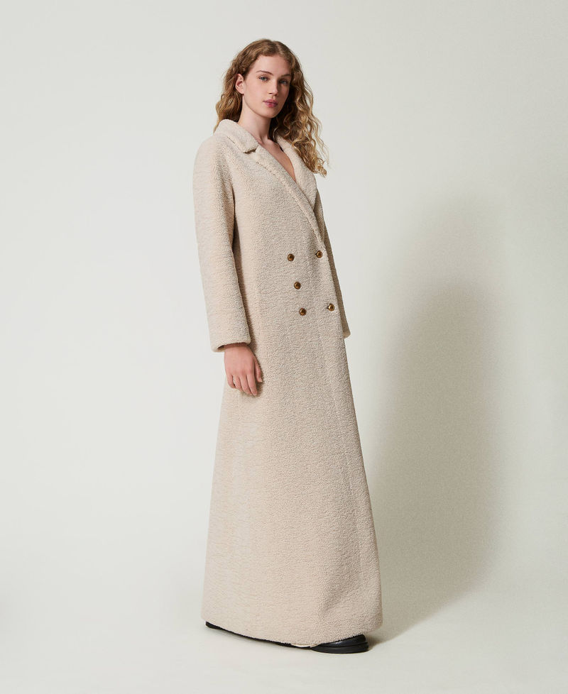 Scee By Twin Set Cappotto Lungo Doppiopetto In Faux Fur