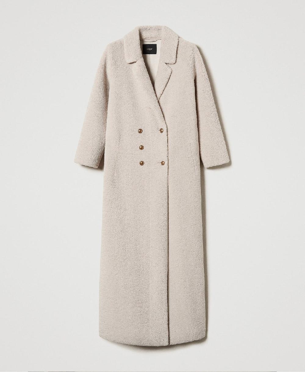 Scee by twin set Cappotto lungo doppiopetto in faux fur