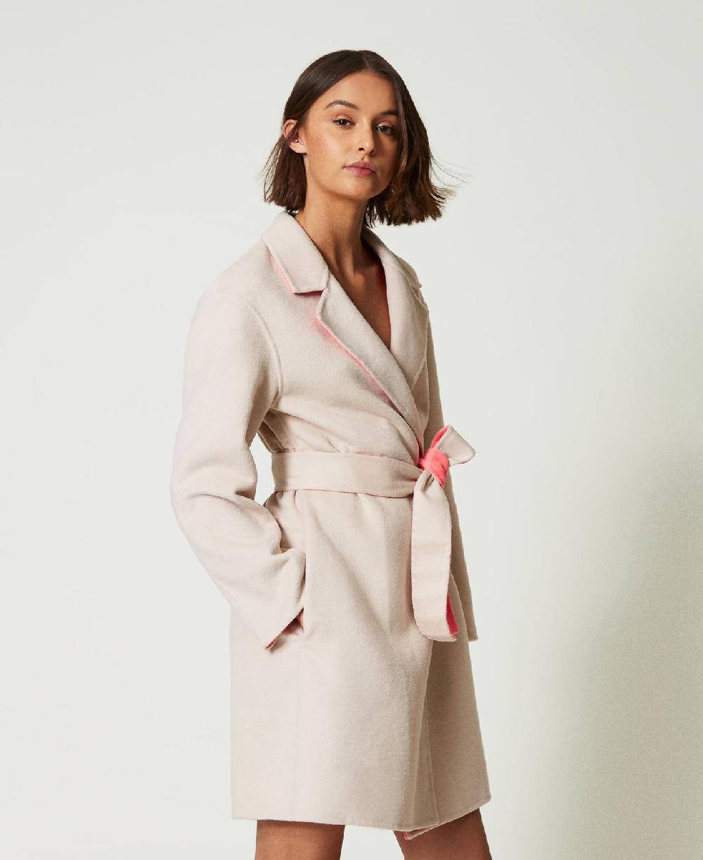 Scee By Twin Set Cappotto Reversibile MYFO In Panno Misto Lana