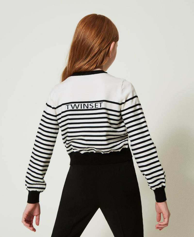 Scee By Twin Set Cardigan A Righe Con Logo Jacquard