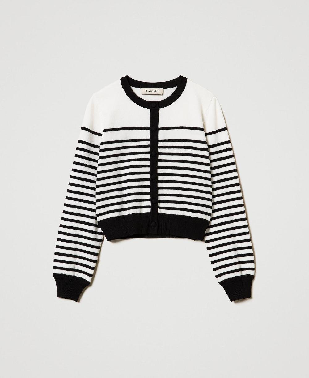 Scee by twin set Cardigan a righe con logo jacquard