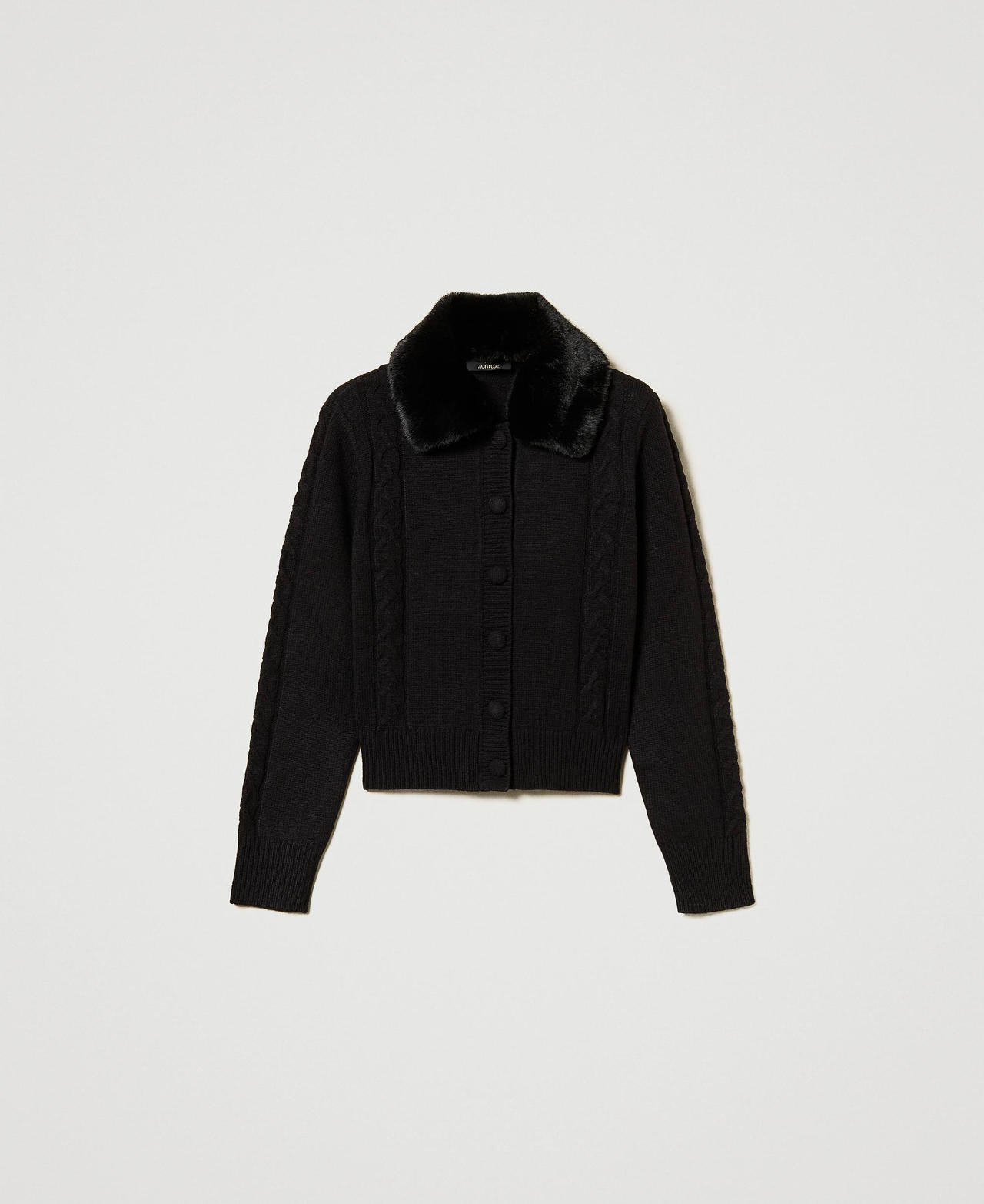 Scee by twin set Cardigan corto con collo in faux fur