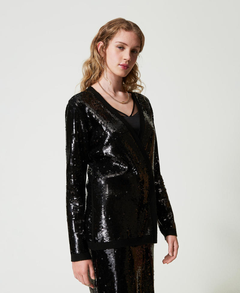 Scee By Twin Set Cardigan Doppiopetto In Full Paillettes