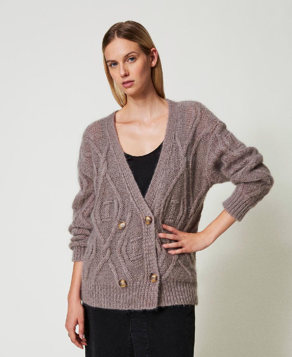 Scee By Twin Set Cardigan Doppiopetto In Misto Mohair