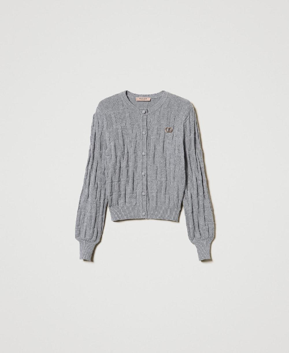 Scee by twin set Cardigan in cotone e cashmere con logo