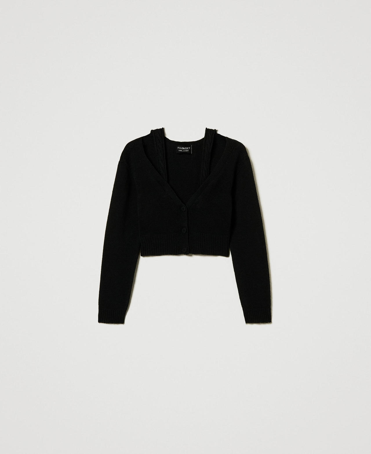 Scee by twin set Cardigan in filato Treeblend con trecce