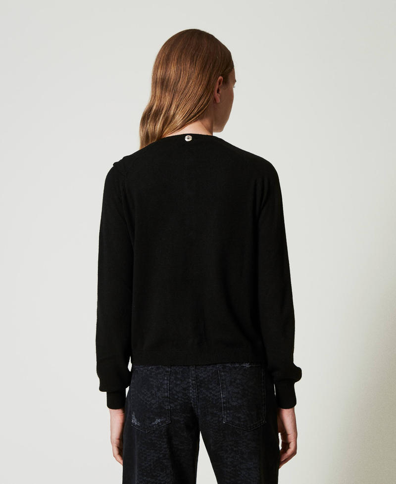 Scee By Twin Set Cardigan In Misto Lana Con Maxi Fiocco