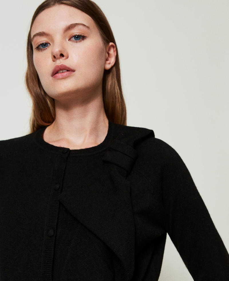 Scee By Twin Set Cardigan In Misto Lana Con Maxi Fiocco