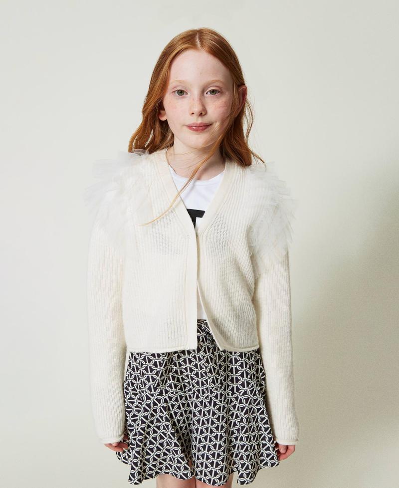 Scee By Twin Set Cardigan Regular Con Balze In Tulle