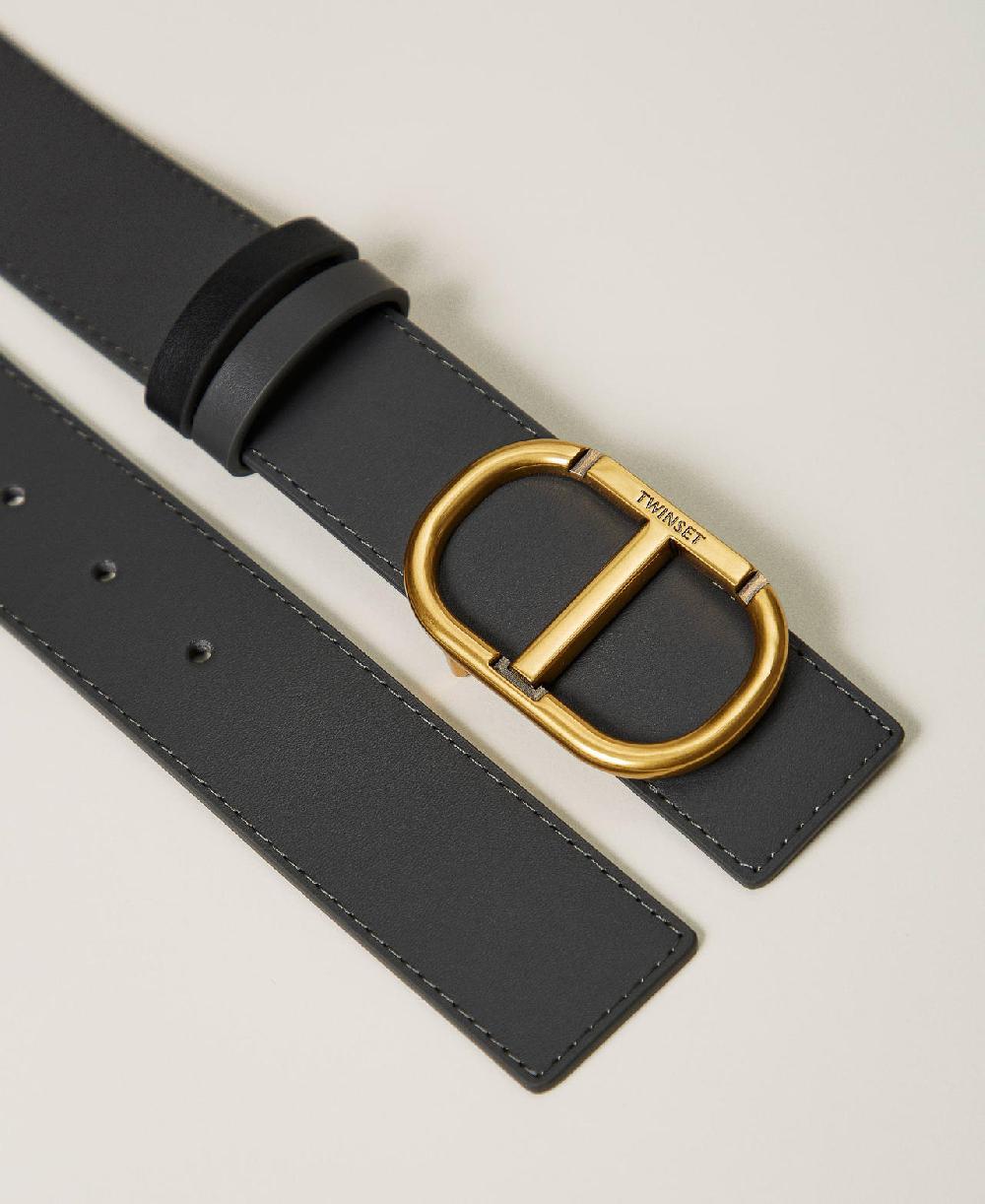 Scee By Twin Set Cintura Reversibile In Pelle Con Oval T