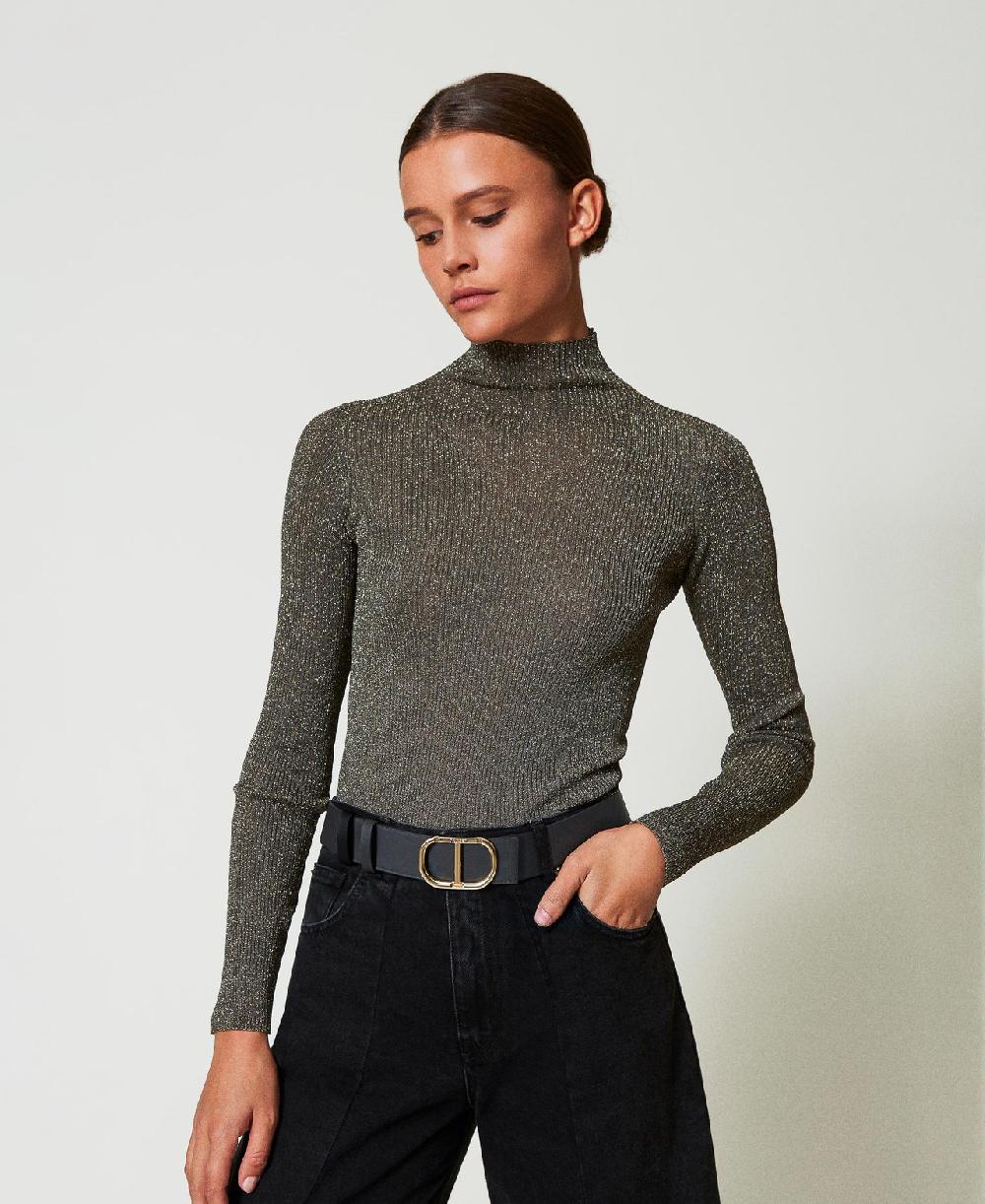 Scee by twin set Cintura reversibile in pelle con Oval T