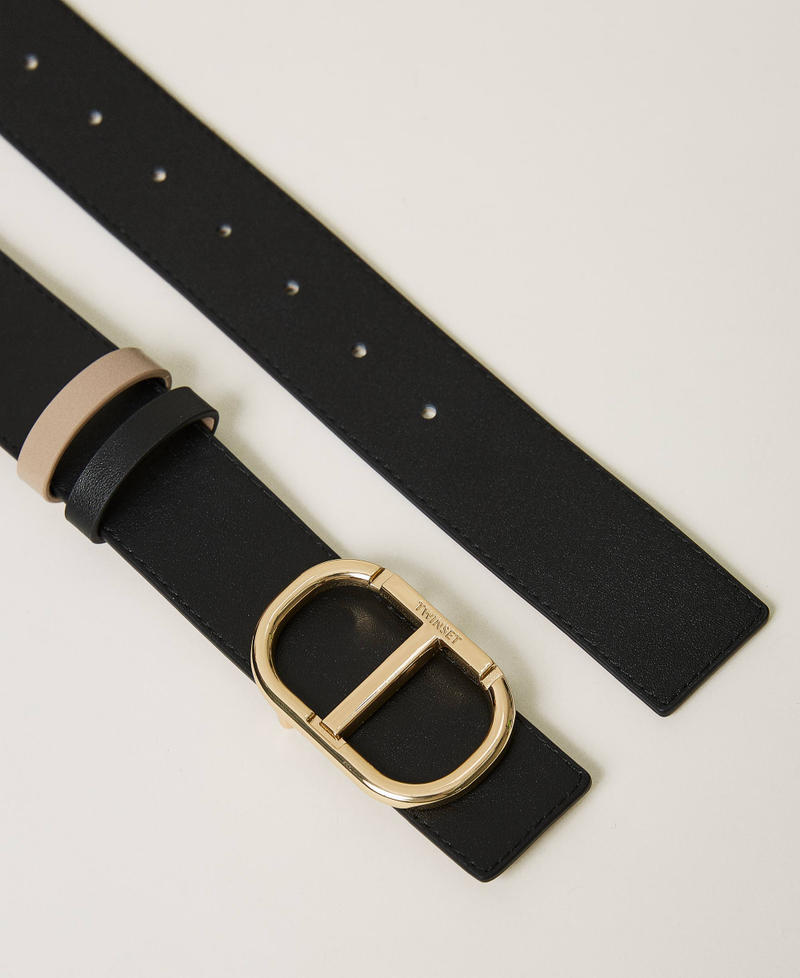 Scee By Twin Set Cintura Reversibile In Pelle Con Oval T