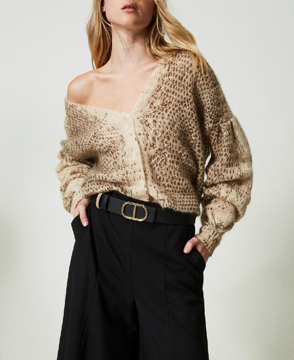 Scee by twin set Cintura reversibile in pelle con Oval T