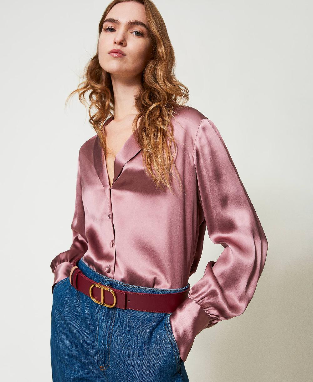 Scee by twin set Cintura reversibile in pelle con Oval T