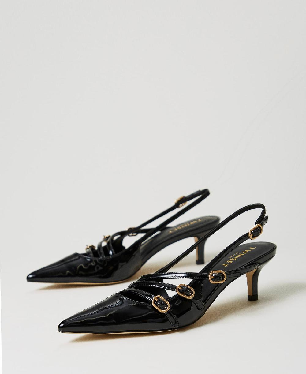 Scee By Twin Set Décolleté Sling Back In Vernice Con Cinturini