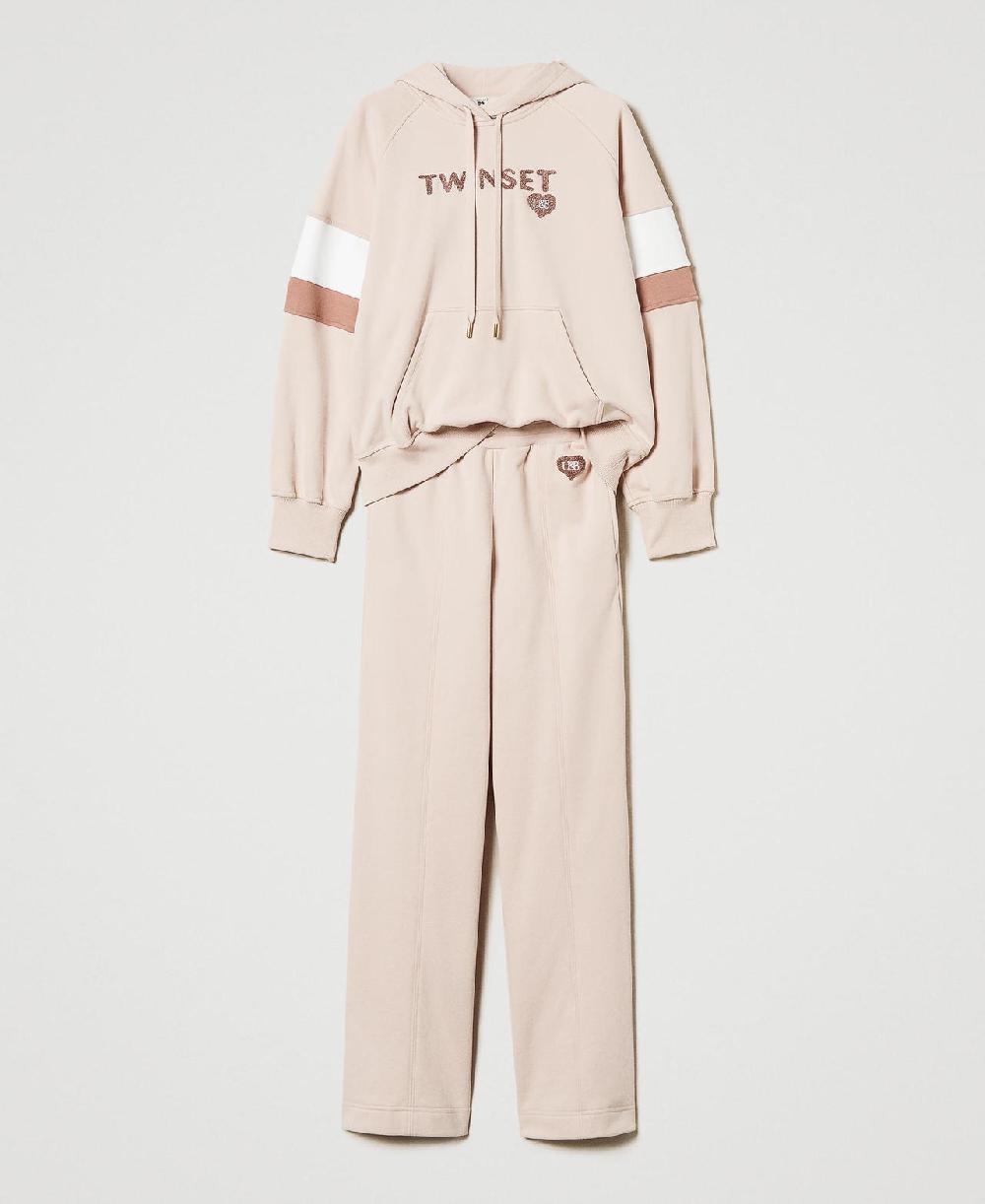 Scee by twin set Felpa con cappuccio e pantaloni a palazzo