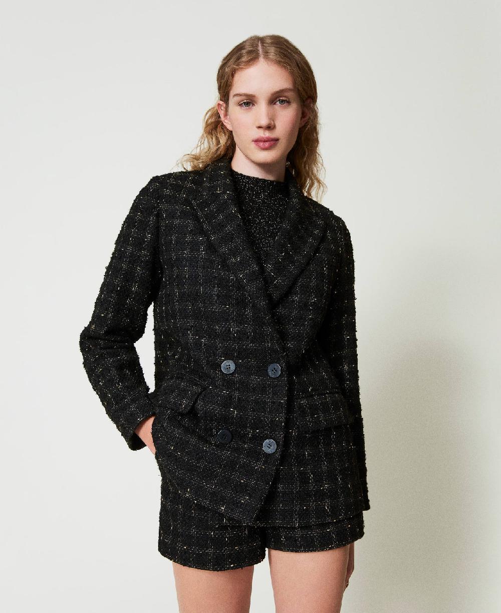Scee By Twin Set Giacca Blazer Bouclé A Disegno Check